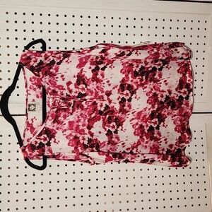 Anne Klein Size 12 NEW Sleeveless Split Neck with Tie Blouse Pink Floral NWT